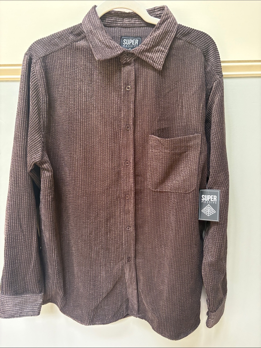 Super Massive Men's Brown Corduroy Button-Up Shirt